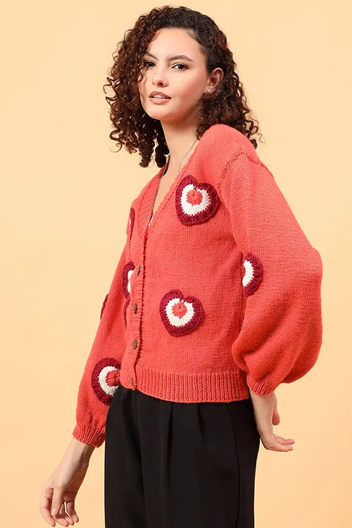 Ajoobaa "Heart Applique" Merino Cardigan