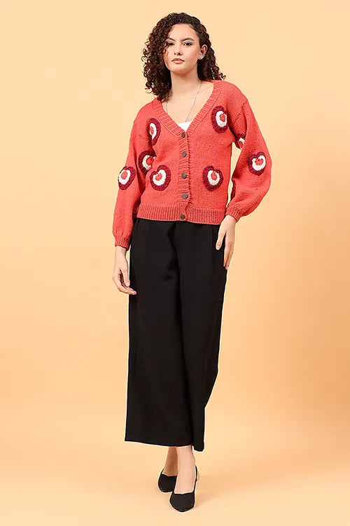 Ajoobaa "Heart Applique" Merino Cardigan