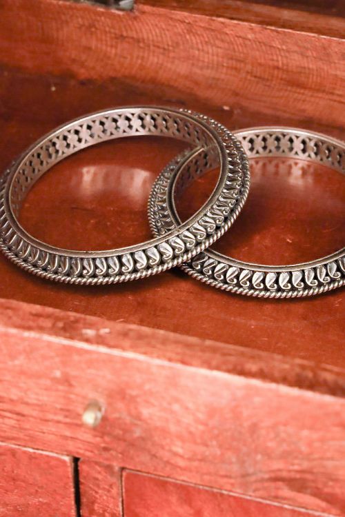 India Craft House Exclusive Pure Silver Traditional Maharashtrian Kangans - Koyari Tode