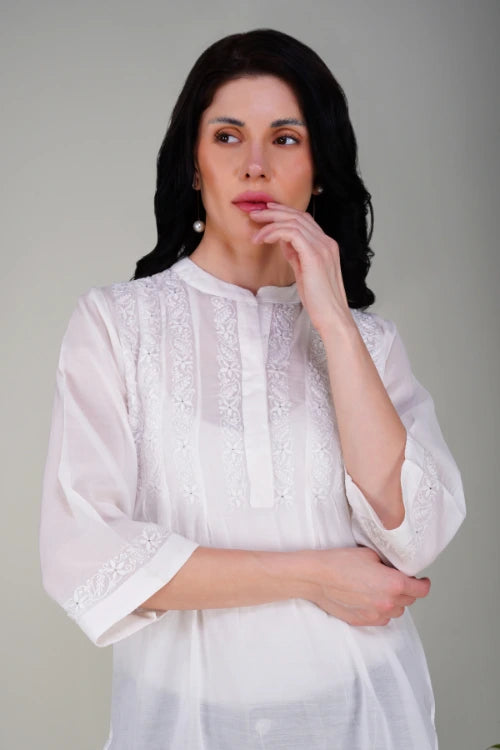 Phae Mia Top In Pearl White