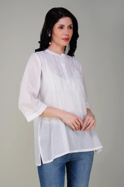 Phae Mia Top In Pearl White