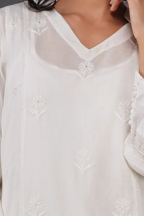 Phae Grace Pearl White Kurta