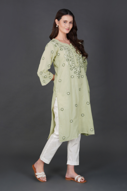 Phae Ridhi  Cotton Linen Kurta With Hand Chikankari