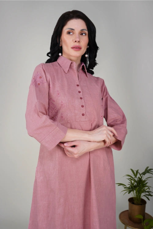Phae Giti Onion Pink Slub Cotton Dress