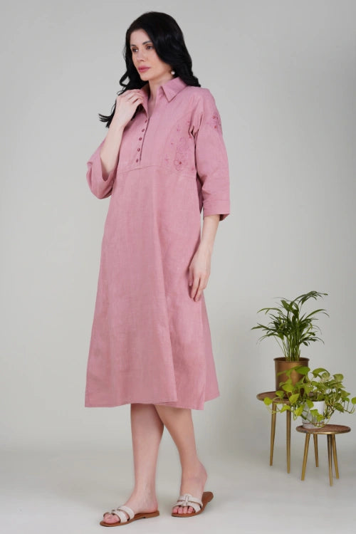 Phae Giti Onion Pink Slub Cotton Dress