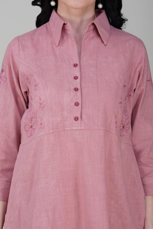 Phae Giti Onion Pink Slub Cotton Dress