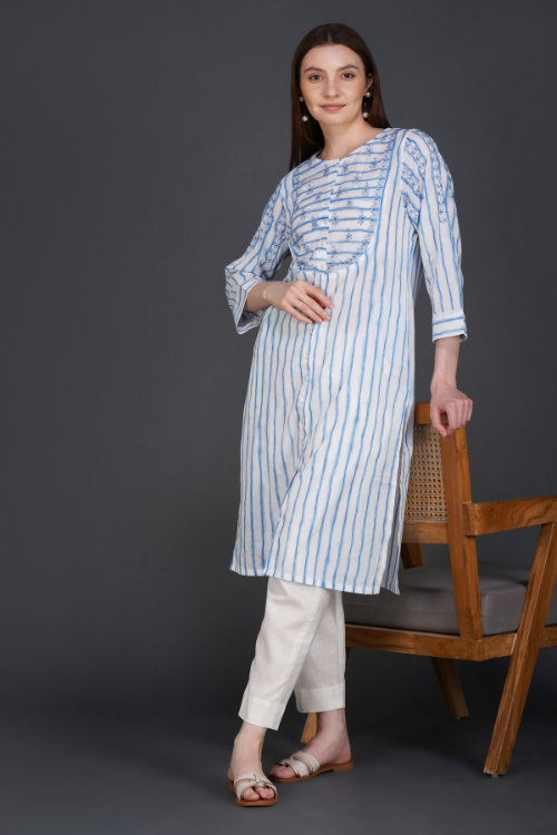 Phae Alina Kurta In Cotton Stripe