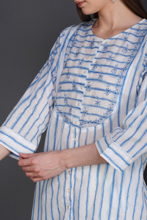 Phae Alina Kurta In Cotton Stripe