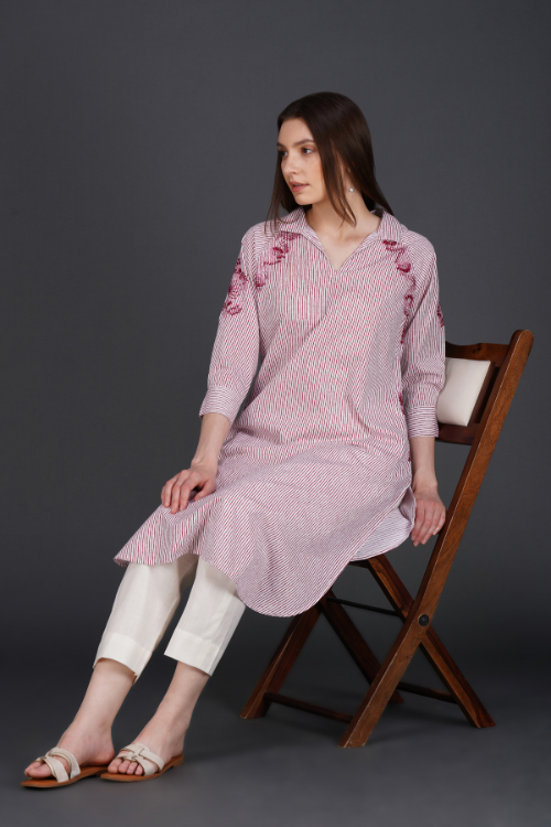 Phae Falak Cotton Kurta In Stripe