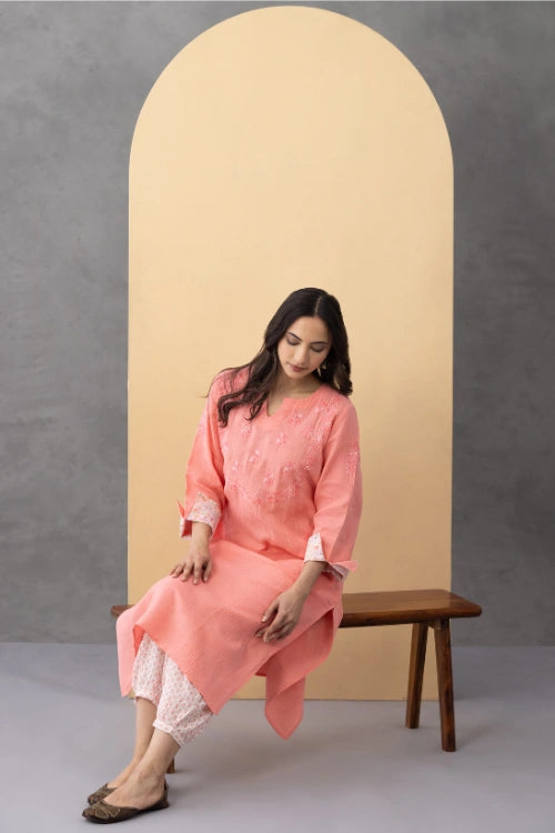 Phae Ziinia Kurta In Crinkle Cotton