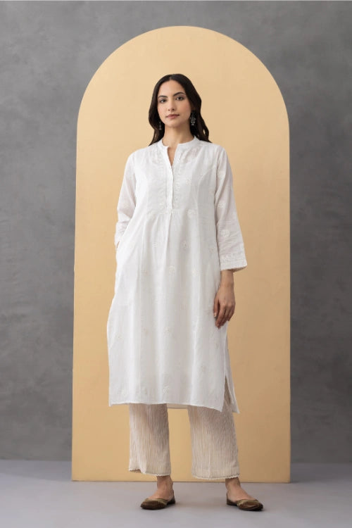 Phae Orchid Kurta In Cotton Mulmul