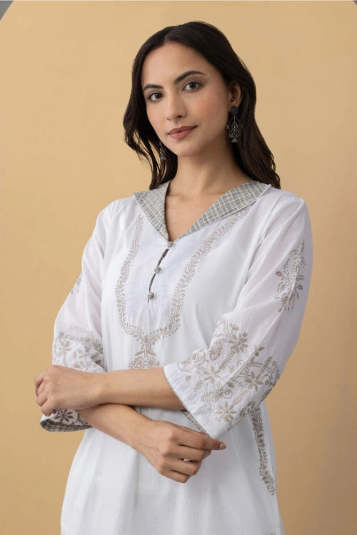 Phae Violet Kurta In White