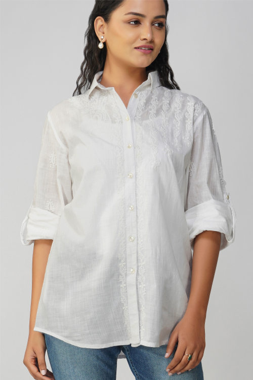 Phae Ella Long Shirt In Cotton Fabric