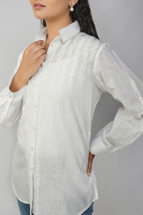 Phae Ella Long Shirt In Cotton Fabric