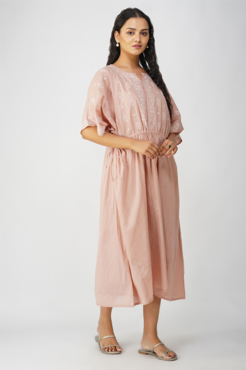 Phae Taru  Kaftan In Cotton With Hand Chikankri