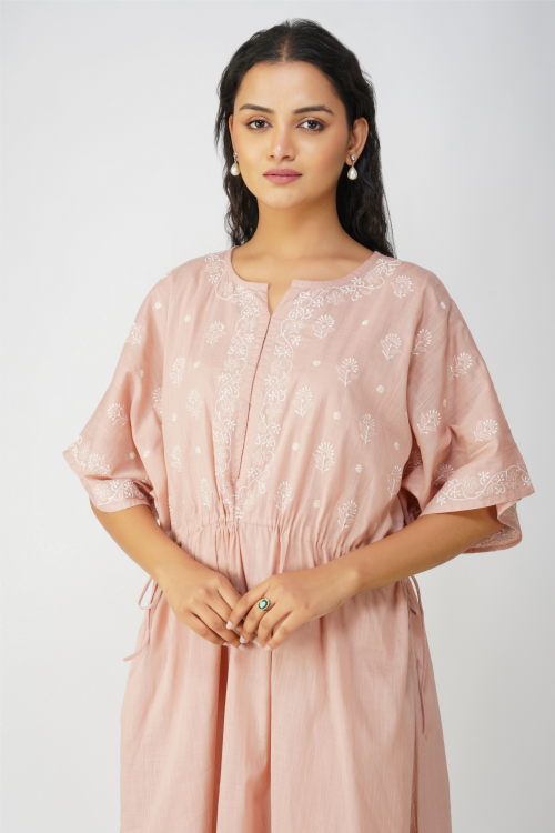 Phae Taru  Kaftan In Cotton With Hand Chikankri