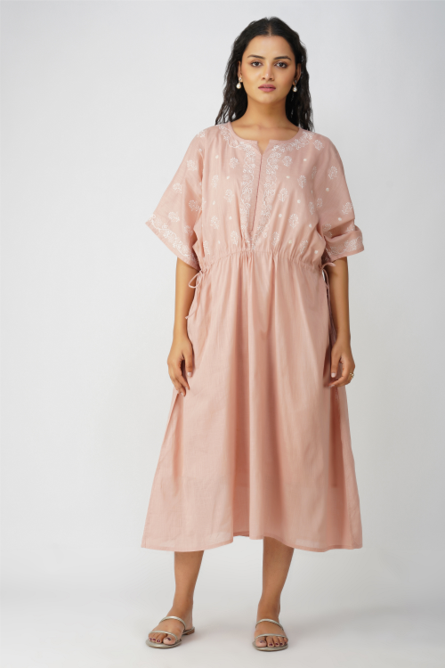 Phae Taru  Kaftan In Cotton With Hand Chikankri