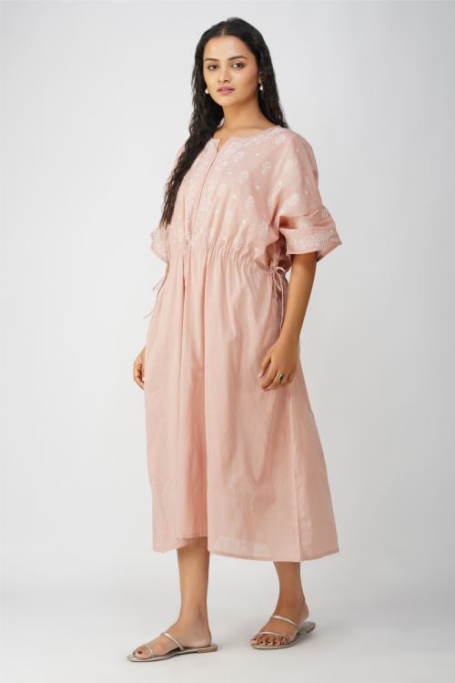 Phae Taru  Kaftan In Cotton With Hand Chikankri