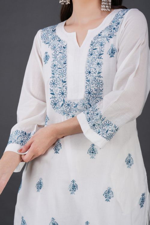 Phae Ahava White Cotton Crinkle Kurta