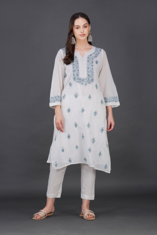 Phae Ahava White Cotton Crinkle Kurta