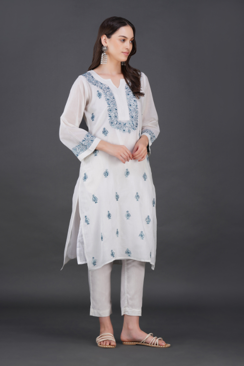Phae Ahava White Cotton Crinkle Kurta