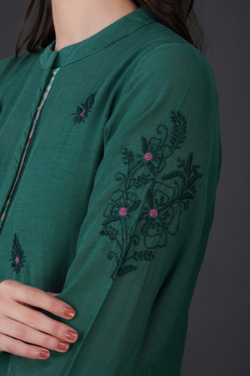 Phae Eilat Cotton Crinkle Midnight  Green Kurta