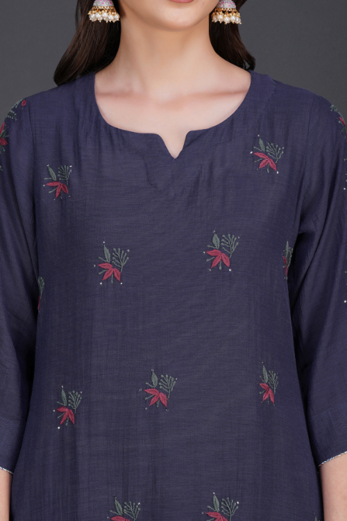 Phae Eliya Cotton Crinkle Dusk Blue Kurta