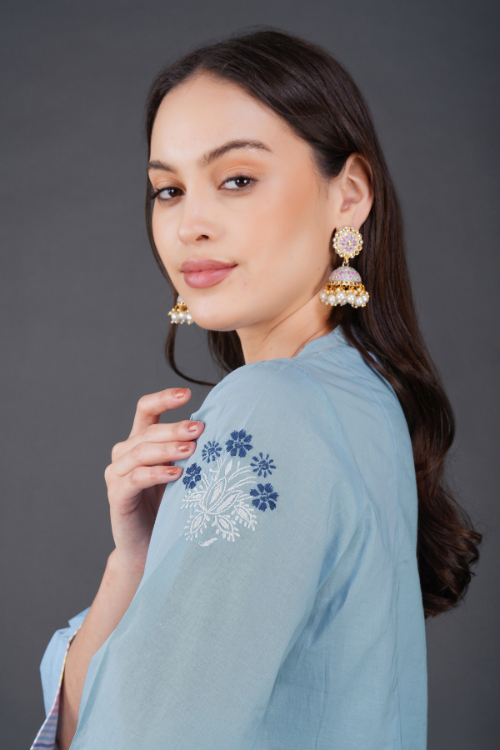 Phae Sekel Cotton Sky Blue Kurta