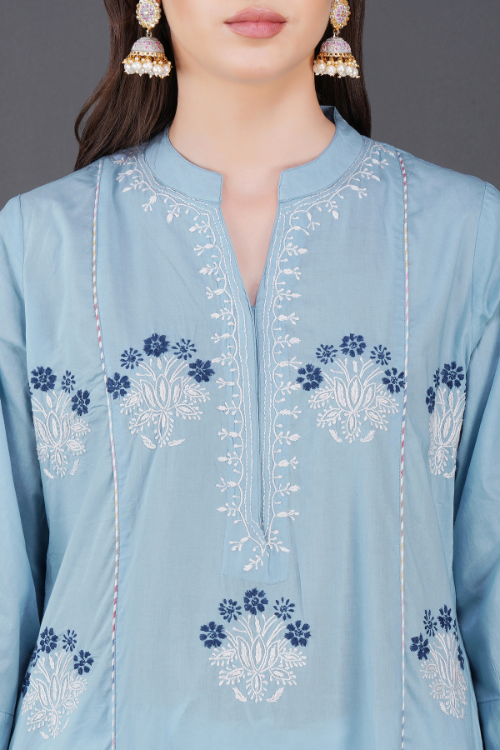 Phae Sekel Cotton Sky Blue Kurta