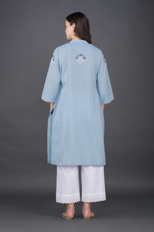 Phae Sekel Cotton Sky Blue Kurta