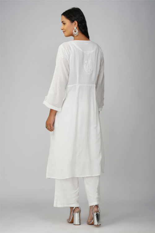 Phae Alina Co-Ord Set In Cotton Crinkle With  Chikankari & Mukaish