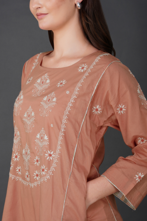 Phae Avani  Cotton Kurta With Hand Chikankari Embroidery