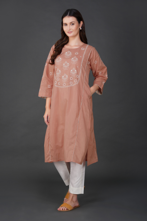 Phae Avani  Cotton Kurta With Hand Chikankari Embroidery