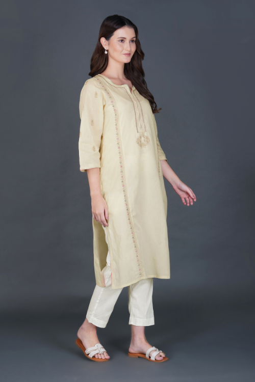 Phae Kiara Kurta In Two Tone Fabric With Hand Chikankari