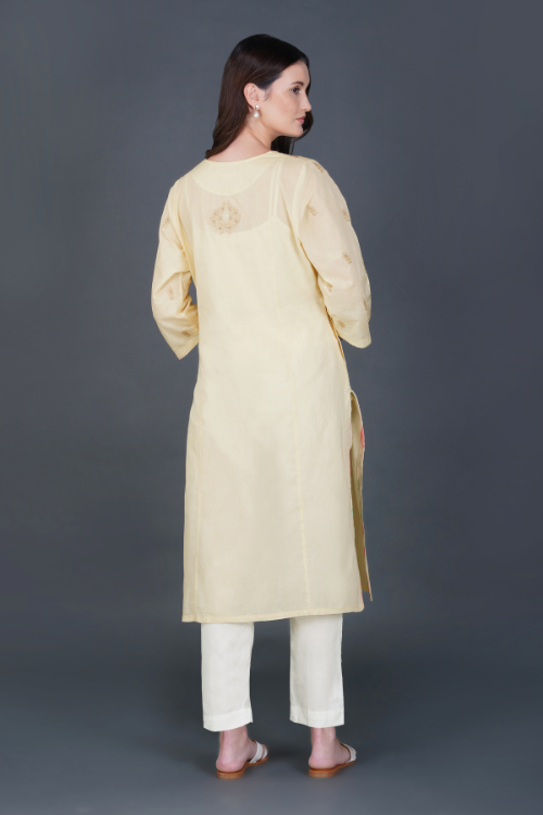 Phae Kiara Kurta In Two Tone Fabric With Hand Chikankari