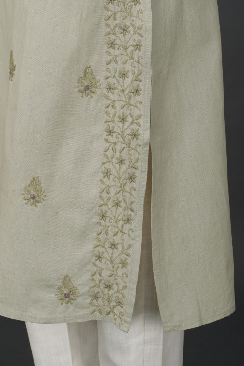 Phae Ahana Cotton Linen Kurta With Hand Chikankari