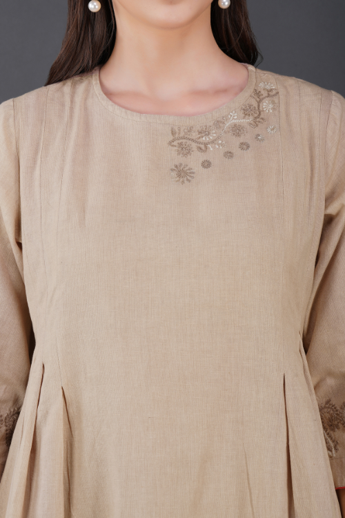 Phae Tamara Cotton Linen Beige Dress