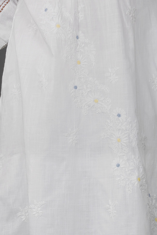 Phae Nora Cotton Self Check Kurta With Hand Chikankari