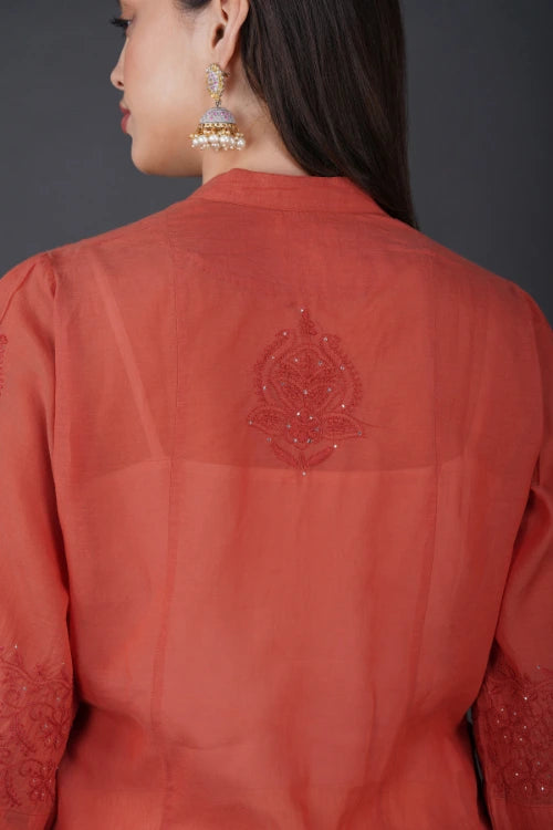 Phae Ariana Kurta In Rust Orange