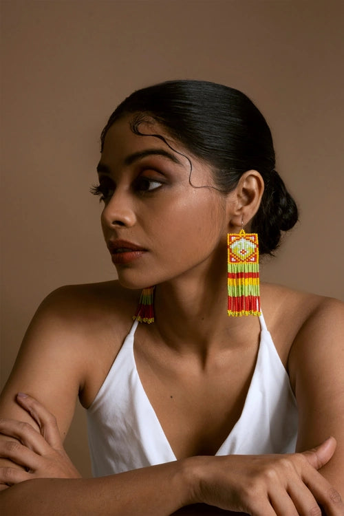 Melo Studio Phool Vali Hand Beaded Earrings