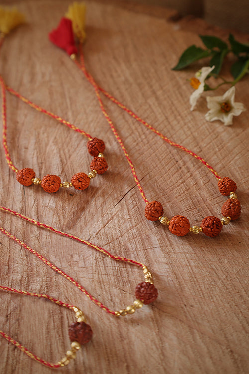 Himalayan Blooms 1Rudraksh 5Rudraksh Rakhi Pack (Set Of - 4)