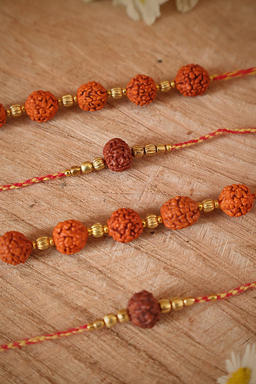 Himalayan Blooms 1Rudraksh 5Rudraksh Rakhi Pack (Set Of - 4)
