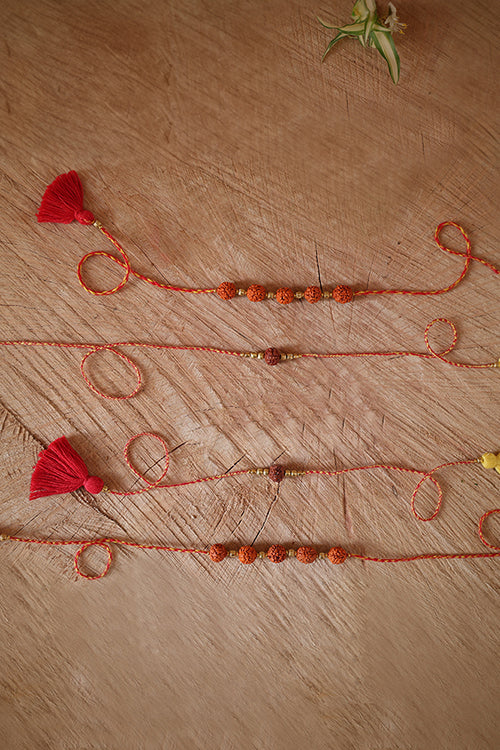 Himalayan Blooms 1Rudraksh 5Rudraksh Rakhi Pack (Set Of - 4)