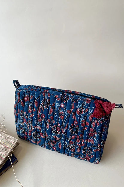 Okhai "Nuance" Hand-Embroidered Mirrorwork Pure Cotton Pouch with Tassels