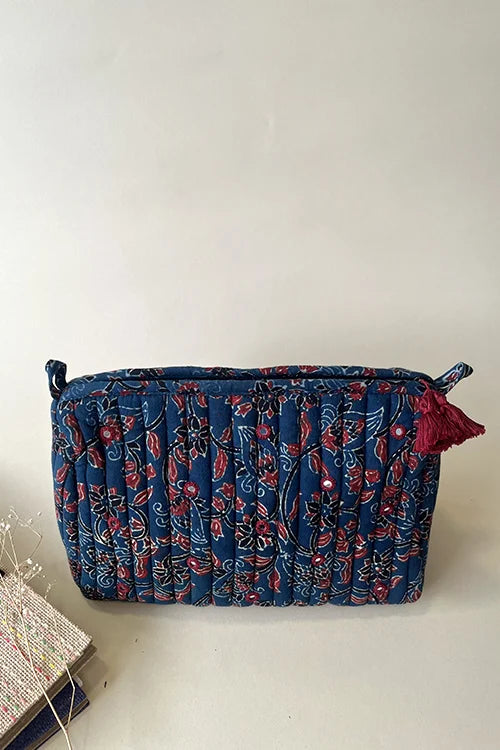 Okhai "Nuance" Hand-Embroidered Mirrorwork Pure Cotton Pouch with Tassels