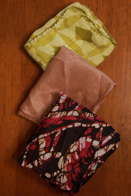 TICH Pure Silk Batik Printed Pocket Squares(Set of 3)