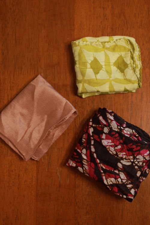 TICH Pure Silk Batik Printed Pocket Squares(Set of 3)
