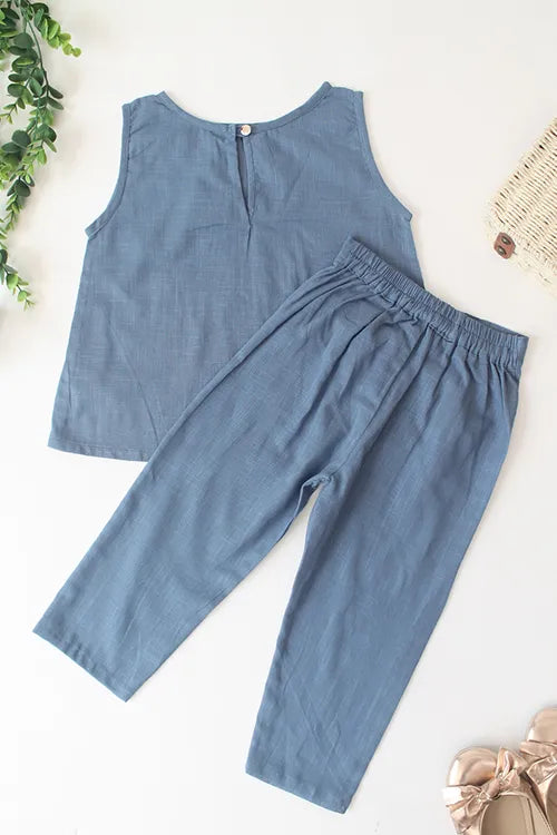Ajoobaa Kid"Heart Applique" Co-Ord Set - Blue
