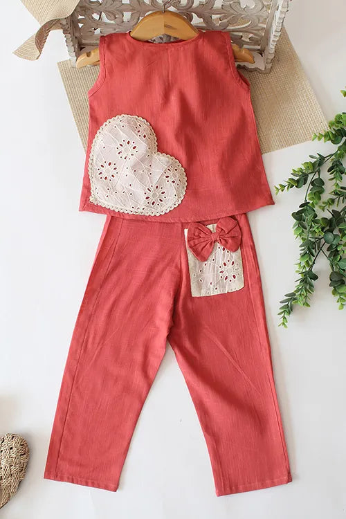 Ajoobaa "Heart Applique" Co-Ord Set - Red