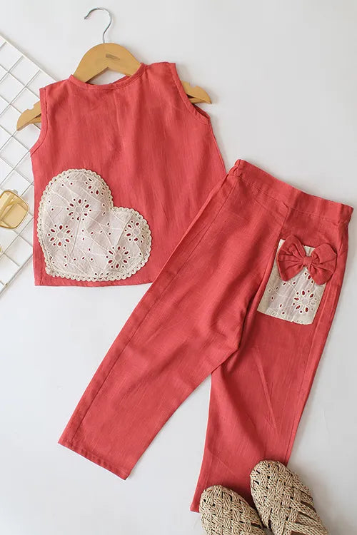 Ajoobaa "Heart Applique" Co-Ord Set - Red